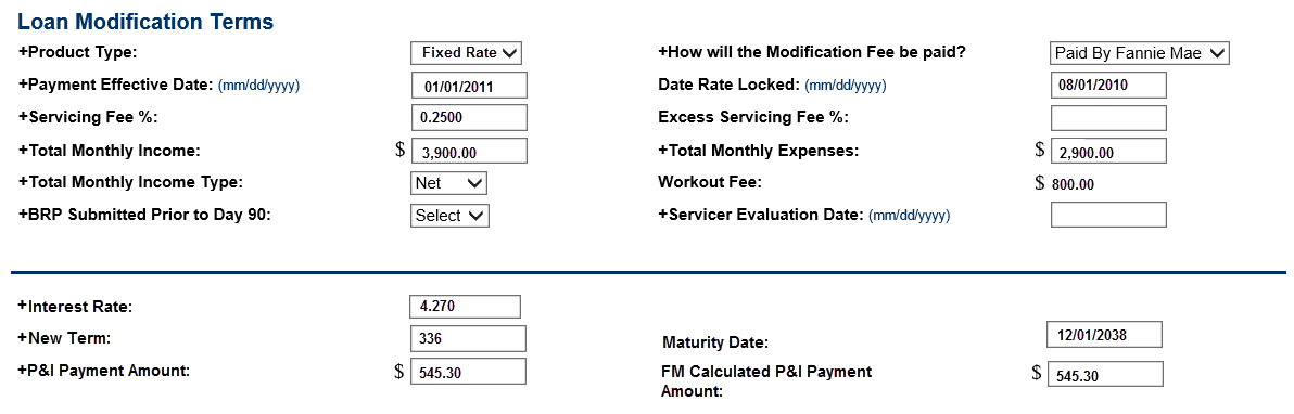 Loan Modification Terms